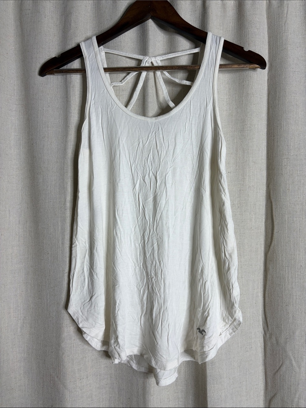 Hollister White Scoop Neck Tank with Strappy Back Detail